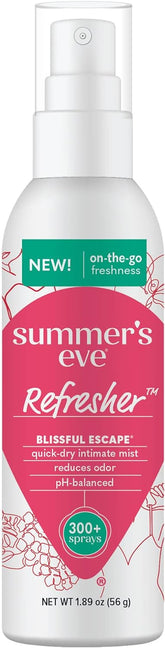 Summer's Eve Refresher Mist, Feminine Spray Reduces Odor, Blissful Escape, Body Spray for Women, 1.89 Oz Bottle - Showlu Well Nation Store